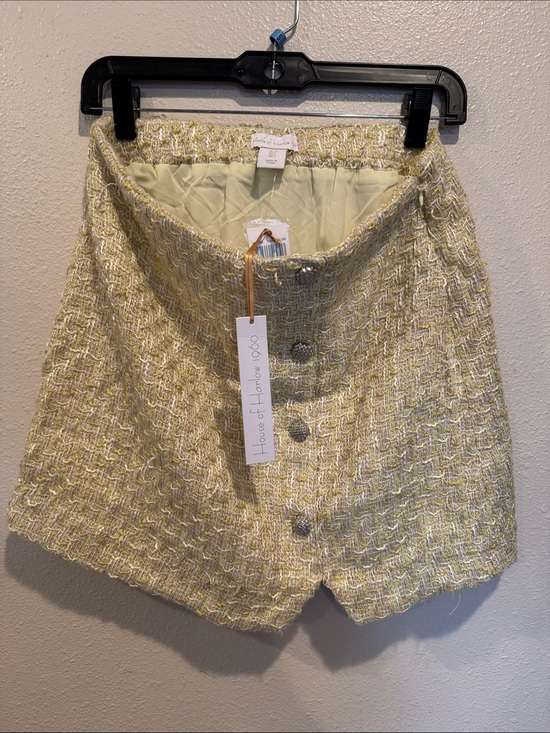 House of Harlow 1960 Dresses & Skirts - House of Harlow 1960 Pale Yellow Tweed Button-Front Mini Skirt